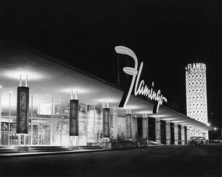 Flamingo Hotel & Casino (1953), by Cliff Segerblom/LVCVA Archives, exhibited at The Golden Steer, Curated by Dr. Laura Henkel